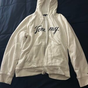 White Tommy Hilfiger Zip Up Hoodie